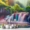 Picture of Hand Made Wallpaper Beautiful Waterfall Nature Scenery Of Colorful Deep Forest Generative AI