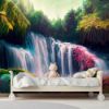 Picture of Hand Made Wallpaper Beautiful Waterfall Nature Scenery Of Colorful Deep Forest In Summer Day Generative AI