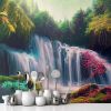 Picture of Hand Made Wallpaper Beautiful Waterfall Nature Scenery Of Colorful Deep Forest In Summer Day Generative AI