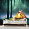 Picture of Hand Made Wallpaper Rain On The Tent In Forest Tropic Quiet Calm Peaceful Meditation Generative AI