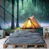 Picture of Hand Made Wallpaper Rain On The Tent In Forest Tropic Quiet Calm Peaceful Meditation Generative AI