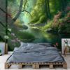 Picture of Hand Made Wallpaper Beautiful Nature Lovely Place With Forest Tree Water River Flowers And Butterflies 