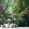 Picture of Hand Made Wallpaper Beautiful Nature Lovely Place With Forest Tree Water River Flowers And Butterflies 