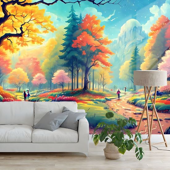 Picture of Hand Made Wallpaper Forest Background Image Digital Painting