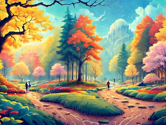 Picture of Hand Made Wallpaper Forest Background Image Digital Painting