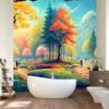 Picture of Hand Made Wallpaper Forest Background Image Digital Painting