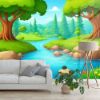 Picture of Hand Made Wallpaper Cartoon Character Nature Scene Of River In The Forest