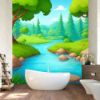 Picture of Hand Made Wallpaper Cartoon Character Nature Scene Of River In The Forest