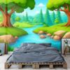 Picture of Hand Made Wallpaper Cartoon Character Nature Scene Of River In The Forest