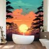 Picture of Hand Made Wallpaper Beautiful Landscape With A Sunset In Forest