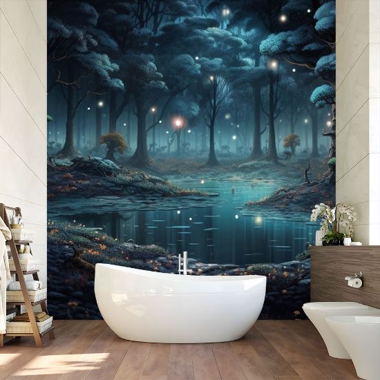 Picture of Hand Made Wallpaper A Fairytale Forest Surreal Mystical Landscap Png