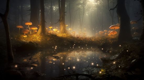 Picture of Hand Made Wallpaper Mushroom Forest Magical Hd Wallpaper