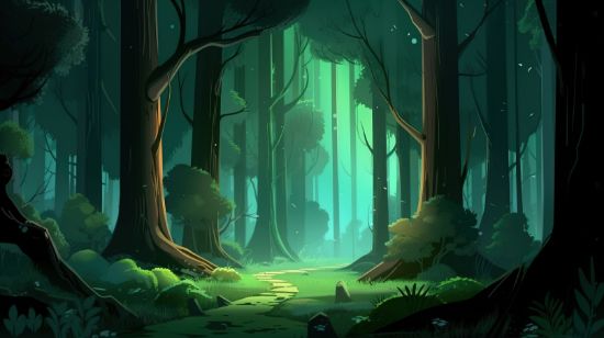 Picture of Hand Made Wallpaper Cartoon Forest Scene Beautiful Animated Wallpaper Hd