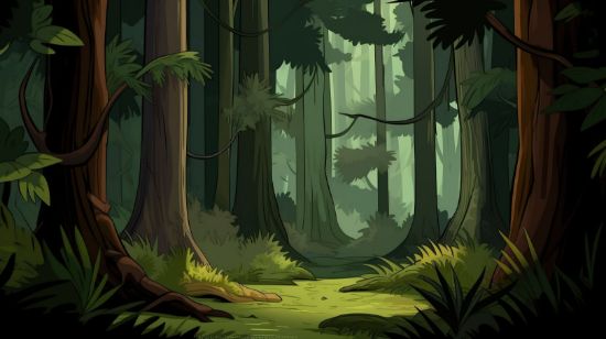 Picture of Hand Made Wallpaper Forest Cartoon Animals Animation About The