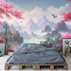 Picture of Hand Made Wallpaper Serenity Nature S Bliss A 3d Mural Of Serene Landscape With Birds Flowers And Trees In The Forest